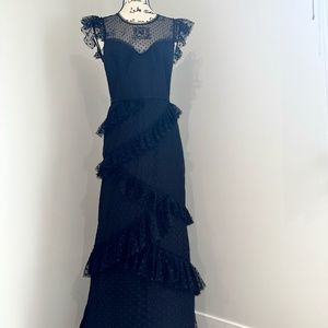 Tiered Ruffle Tulle Evening Gown BCBG